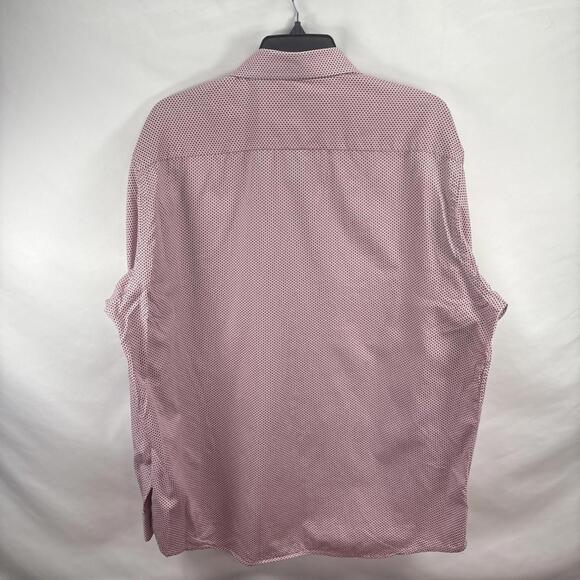 Johnston & Murphy Red Geometric Dress Shirt, Men's XL - Picture 2 of 12